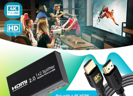 Maplin HDMI Splitter 1 Port In 2 Ports Out 4K Ultra HD @60Hz 18Gbps