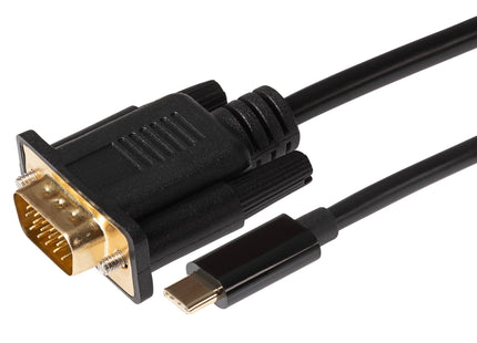 Maplin USB-C 3.1 to VGA Full HD 60Hz Cable (Supports Alt Mode) - Black, 1.8m