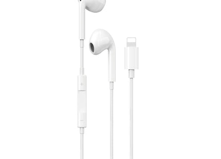 Maplin Hybrid Wired Lightning Earbuds with Hands Free Calling & Volume Button - White