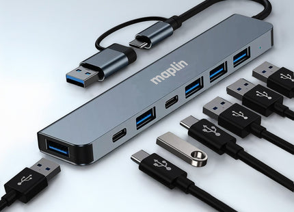 Maplin USB-C / USB-A Multiport Hub to 4x USB-A 2.0 / 2x USB-C / 1x USB-A 3.0
