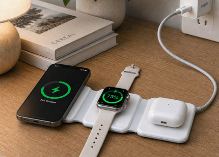 Maplin 3-in-1 Magnetic Wireless Charging Mat for Phone / Earbuds / Watch