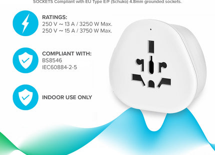 Maplin EU Plug (Type E/F Socket) to Worldwide Socket Travel Adapter Plug