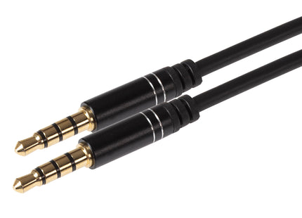 Maplin 3.5mm Aux Stereo 4 Pole TRRS Jack Plug to 3.5mm 4 Pole TRRS Jack Plug Cable - Black, 5m
