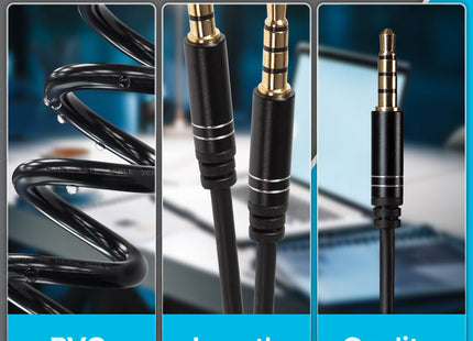 Maplin 3.5mm Aux Stereo 4 Pole TRRS Jack Plug to 3.5mm 4 Pole TRRS Jack Plug Cable - Black, 5m