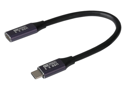 Maplin USB-C Male to USB-C Female Extension Cable - Black, 0.2m
