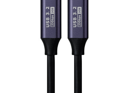 Maplin USB-C Male to USB-C Female Extension Cable - Black, 0.2m