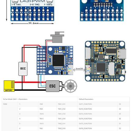 Matek AP_Periph DroneCAN to PWM Adapter - CAN-L4-PWM