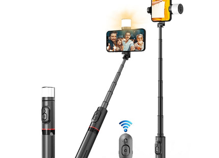 Q12s Bluetooth Remote Control Rotatable Fill Light Tripod Selfie Stick, Q12s