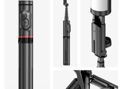Q12s Bluetooth Remote Control Rotatable Fill Light Tripod Selfie Stick, Q12s