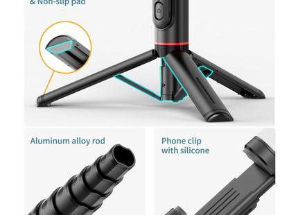 Q12s Bluetooth Remote Control Rotatable Fill Light Tripod Selfie Stick, Q12s