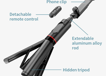 Q12s Bluetooth Remote Control Rotatable Fill Light Tripod Selfie Stick, Q12s
