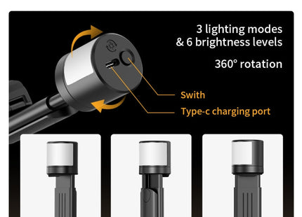 Q12s Bluetooth Remote Control Rotatable Fill Light Tripod Selfie Stick, Q12s
