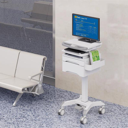 ProperAV Mobile Workstation Trolley Cart with Drawers