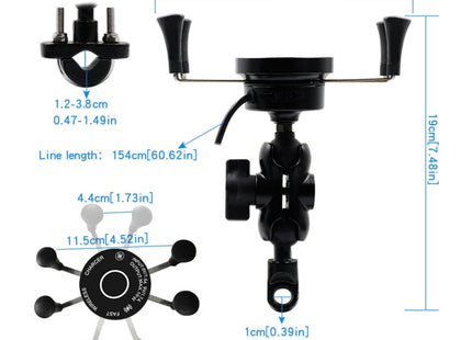 CS-878A1 Multi-function Motorcycle Wireless Wired Aluminum Alloy Mobile Phone Holder Charger, CS-878A1