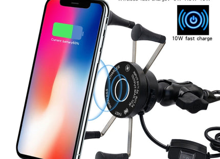 CS-878A1 Multi-function Motorcycle Wireless Wired Aluminum Alloy Mobile Phone Holder Charger, CS-878A1