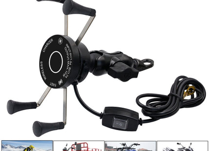 CS-878A1 Multi-function Motorcycle Wireless Wired Aluminum Alloy Mobile Phone Holder Charger, CS-878A1