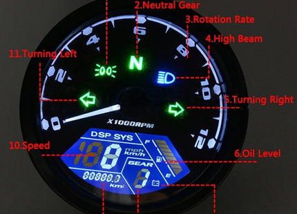 Universal Motorcycle Retro Modified Instrument Odometer LCD Instrument Assembly, Retro Instrument Odometer