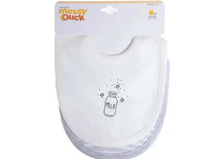 Messy Duck Baby Bib Pack of 2 - Milk