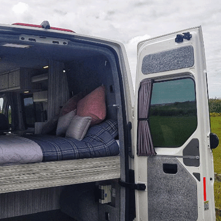 For Vauxhall Movano Premium Window Curtains - Black/Grey- Custom Bundle Option | Van-X