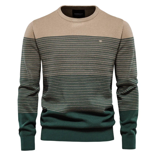 Men’s Cotton Knitted Sweater - Casual Round Neck Winter Pullover Warm Jumper