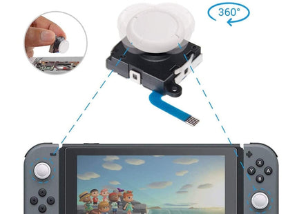 Game Console 3D Left Right Interoperability Rocker Remote Sensing Joystick for Nintendo Switch / Switch Lite, Joystick(White)