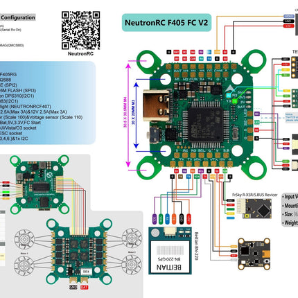 NeutronRC F405 Mini Hold Flight Controller (20x20/30x30)