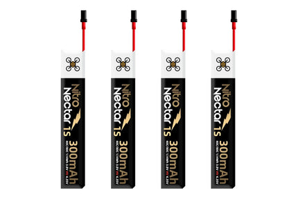 4-Pack NewBeeDrone Nitro Nectar Gold 300mAh 1S HV LiPo Battery with GNB27
