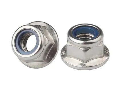 10pc M3/M5 Nylon Locking with Flange Nuts pack 304 steel