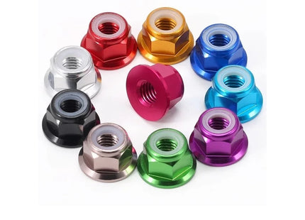 10pc M2 Locknuts with Flange CW Nuts pack Aluminium