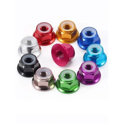 10pc M5 Aluminium Locknuts with Flange CW Nuts pack (Prop Nuts)