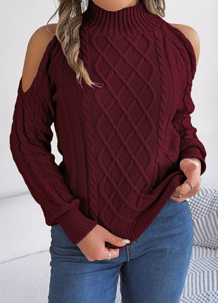 Casual Twist Strapless Half-high Collar Long Sleeves Sweaters Women's Clothing