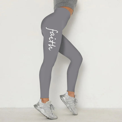 Stylish Waist Letter Printed Leggings for Women - Hip Lifting and Stretchable, Sizes S-XXXL