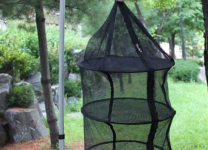 Camping Picnic Folding Tableware Vegetables Fruit Dry Net Hanging Mesh Dish Dryer Rack Shelf(Black)