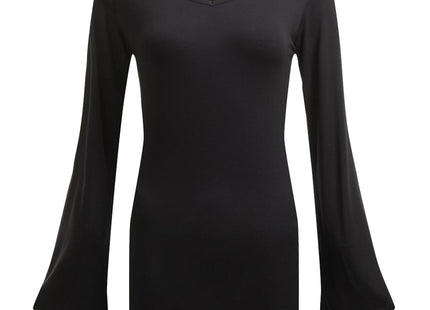 GOTHIC ELEGANCE - V Neck Goth Sleeve Top Black
