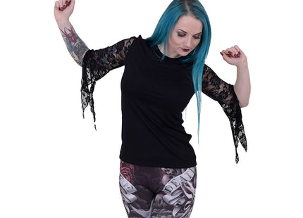 GOTHIC ELEGANCE - Rose Lace Sleeve Top