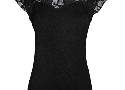 GOTHIC ELEGANCE - Lace Layered Cap Sleeve Top Black