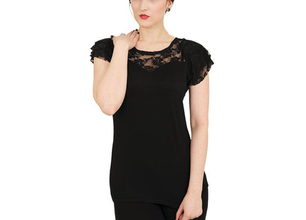 GOTHIC ELEGANCE - Lace Layered Cap Sleeve Top Black