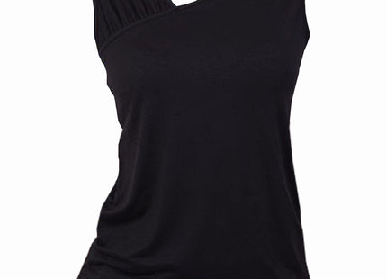 GOTHIC ROCK - Gathered Shoulder Slant Vest Black