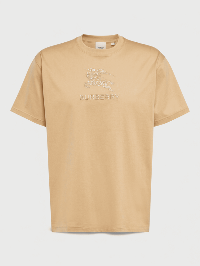 Logo Embroidered Cotton T-Shirt Soft Fawn