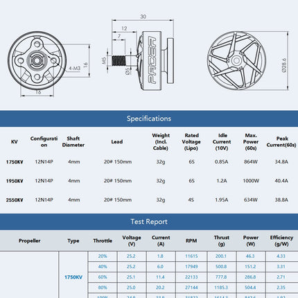 T-Motor PACER P2306 V3 Motor (1750kV, 1950kV, 2550kV)