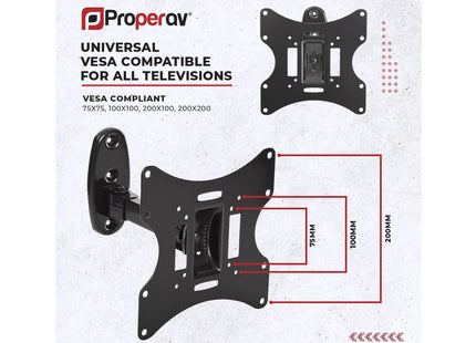 ProperAV TV Wall Bracket (23" - 43" / 30kg Capacity / VESA Max. 200x200) - Black