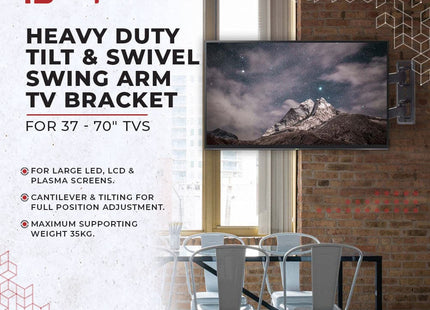 ProperAV TV Wall Bracket (37" - 70" / 35kg Capacity / VESA Max. 600x400) - Black
