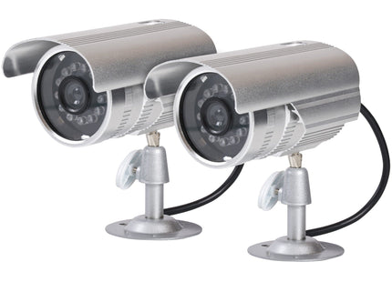 ProperAV Dummy CCTV Outdoor Fake Security Camera - Pack of 2