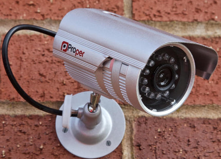 ProperAV Dummy CCTV Outdoor Fake Security Camera - Pack of 2