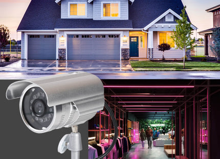 ProperAV Dummy CCTV Outdoor Fake Security Camera - Pack of 2
