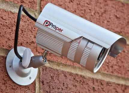 ProperAV Dummy CCTV Outdoor Fake Security Camera - Pack of 2