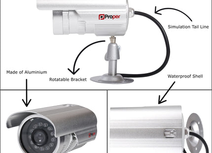 ProperAV Dummy CCTV Outdoor Fake Security Camera - Pack of 2