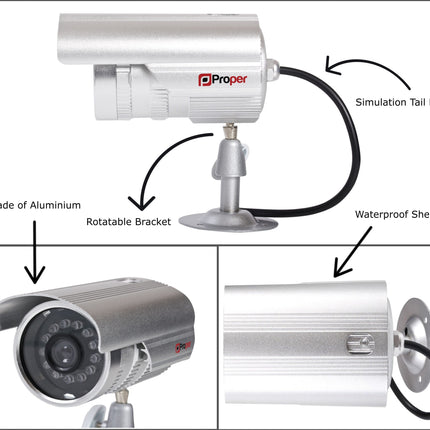 ProperAV Dummy CCTV Outdoor Fake Security Camera - Pack of 2