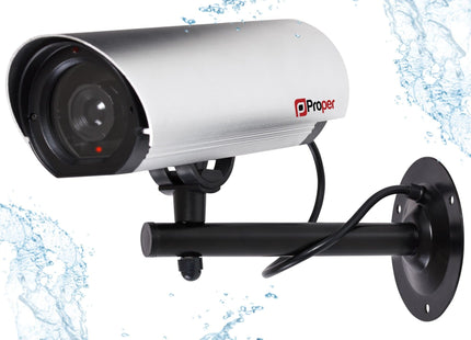 ProperAV Replica Commercial Security Camera with Aluminium 23cm Body & LED Light - Silver