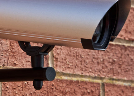 ProperAV Replica Commercial Security Camera with Aluminium 23cm Body & LED Light - Silver